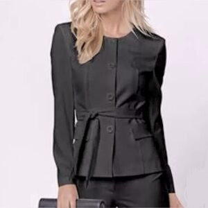 NWT Venus Belted Button Down Charcoal Gray Blazer, 4